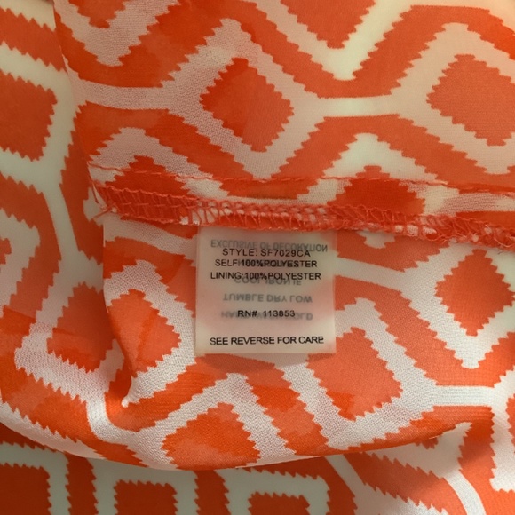41 Hawthorn V- Neck Sheer Embellishment Pullover Blouse Orange/Cream Size S - Picture 6 of 7